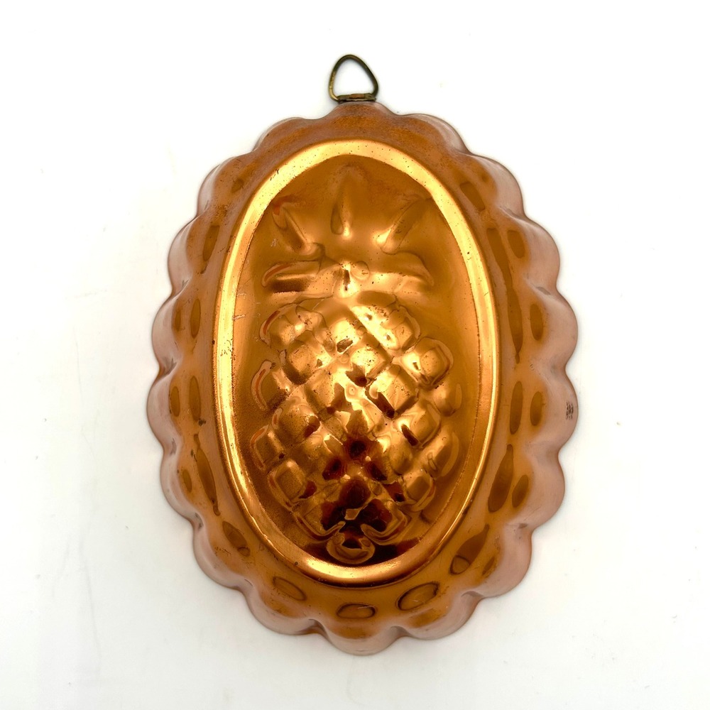 Vintage 6" Copper Pineapple Mold Jello Pudding Cake Made In Portugal Decor